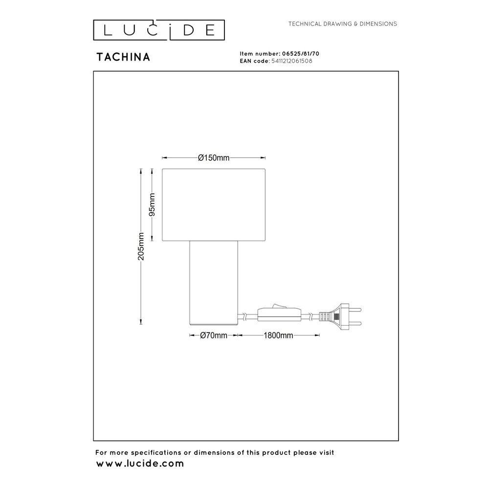 Lampe de table Tachina bois E14 Lucide 5411212061508