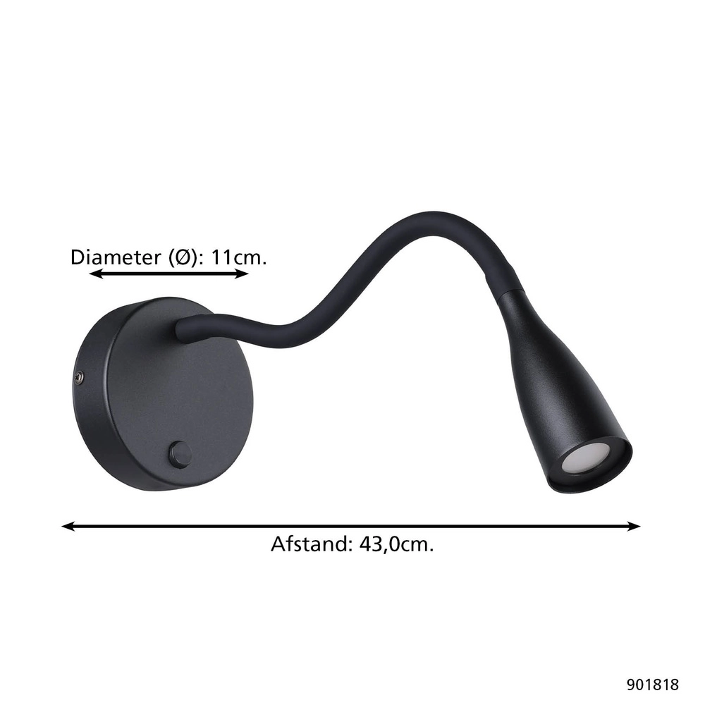 Lampe de chevet Olivandino Noir flexible Eglo 9008606347766