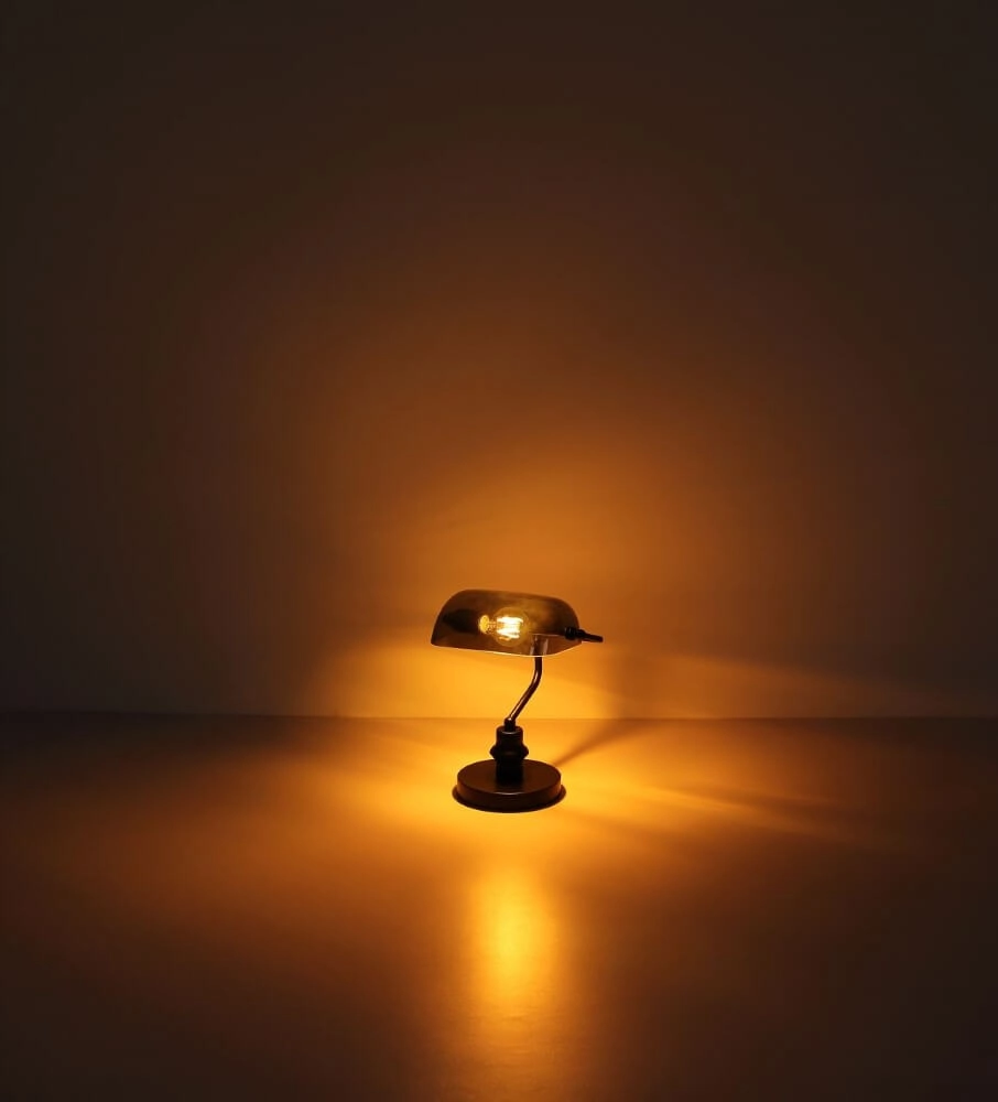 Lampe de bureau noire Antique avec verre fumé Globo 9007371457779