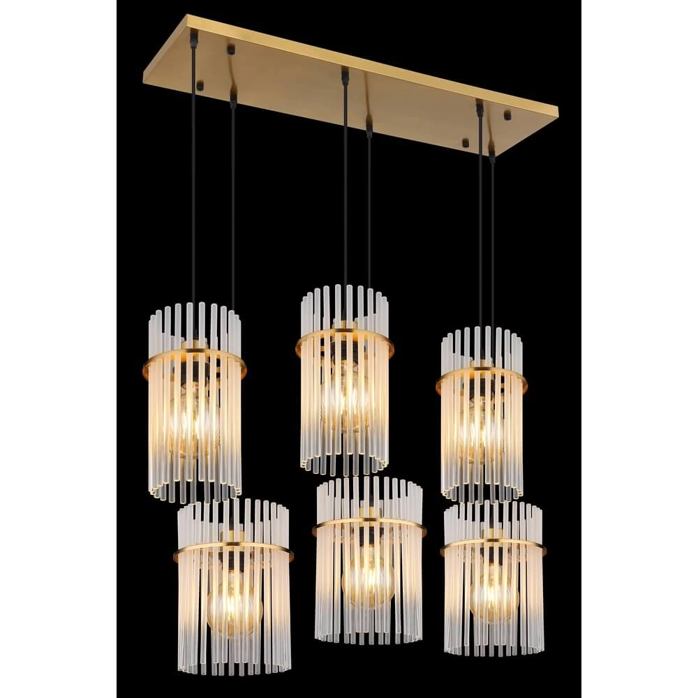 Suspension dorée Gorley avec verre 6 lumières Globo 9007371462957
