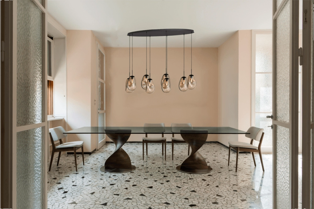 Lampe suspendue Lava Oval 8x verre doré Ø 22,5cm Masterlight 8718121290201