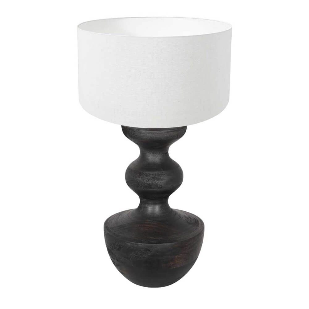 Lampe de table rurale Lyons S avec abat-jour en lin blanc