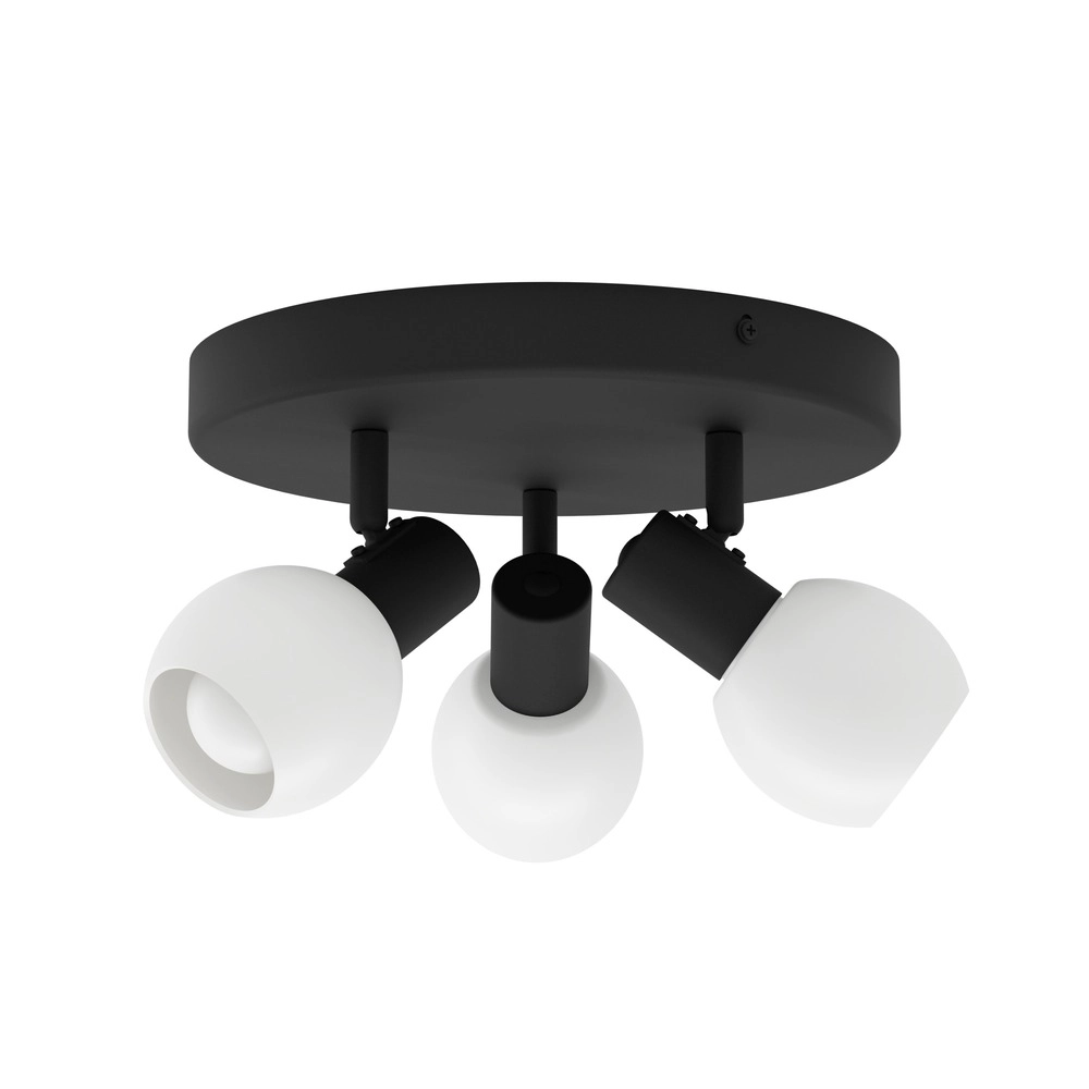 Lampe de plafond Castellazo 3 noirs clairs avec verre Ø 25 cm Eglo 9008606392148