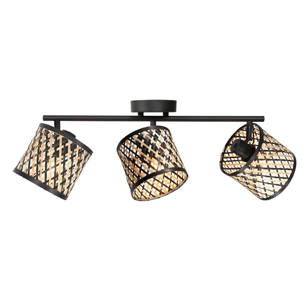 Lampe de plafond à 3 lampes Sumba avec des lunettes en bambou de 12 cm Steinhauer 8712746182835
