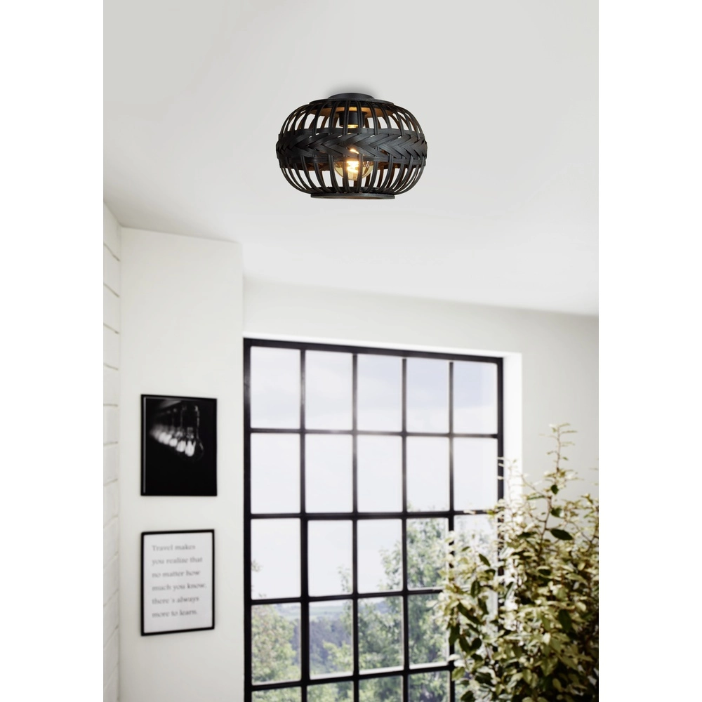 Lampe de plafond noire Towcester Ø 38 cm - bois Eglo 9002759439125