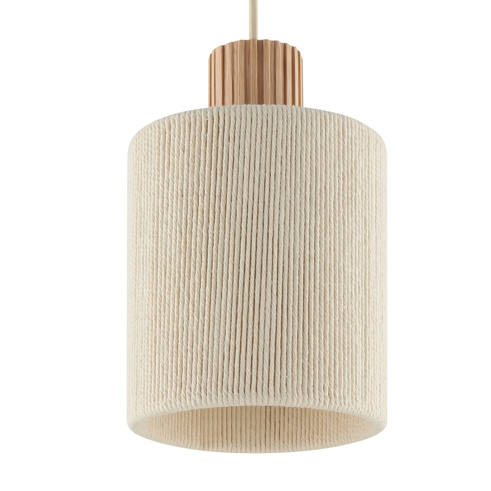 Lampe suspendue beige Arlo avec des triples en bois japonais Ø 40cm Brilliant 4004353477096