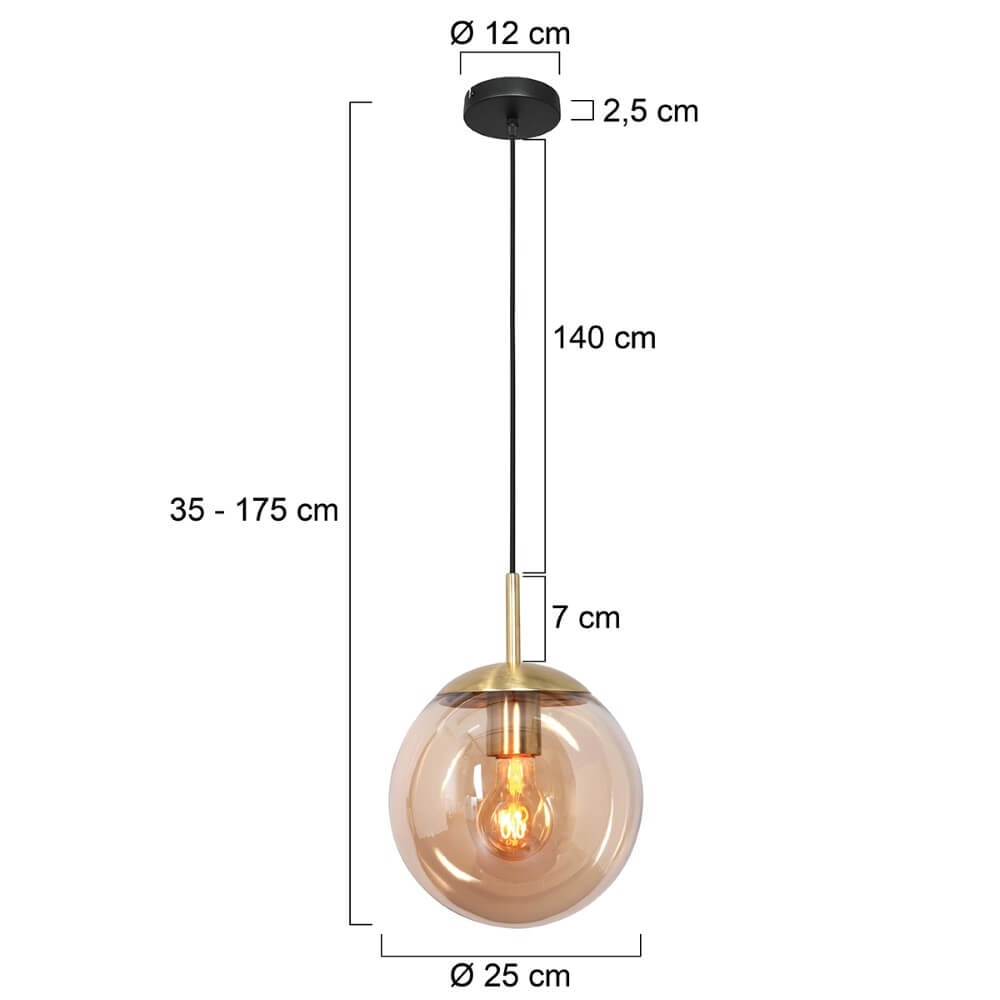 Lampe à suspension en verre doré Bolique Ø 25 cm Steinhauer 8712746166378