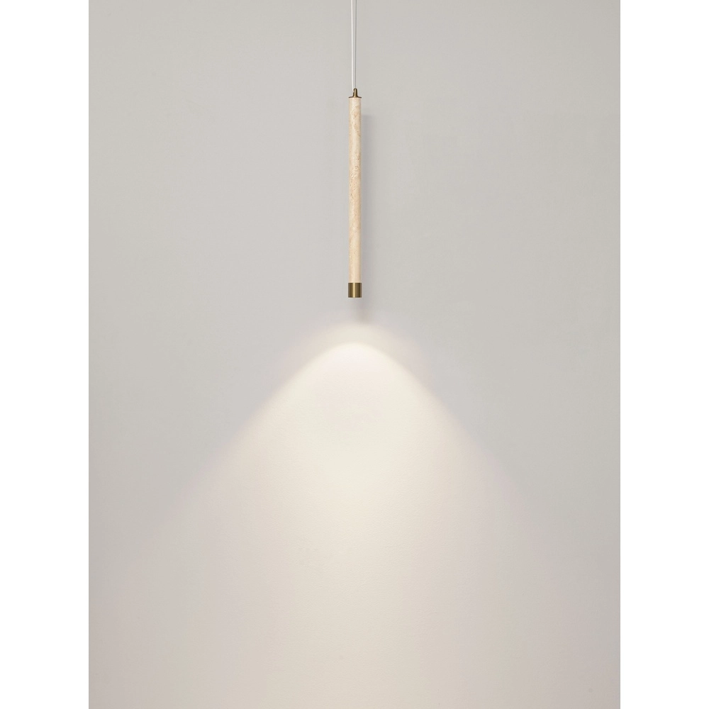 Lampe pendante moderne Muse Or avec travertin brun sable Lyora 5212017495792