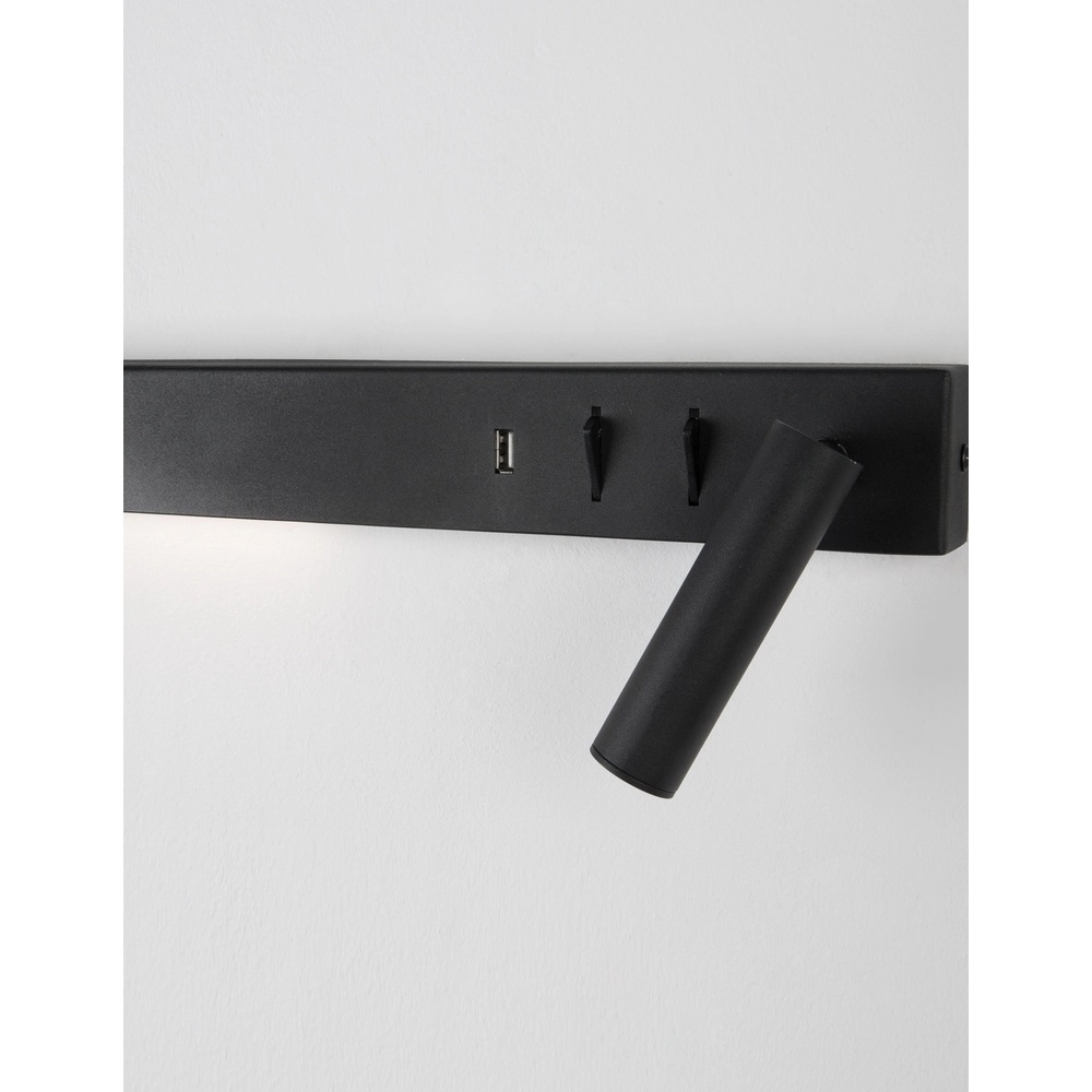 Lampe de chevet Vida Droite Noir avec USB Lyora 5212017427854