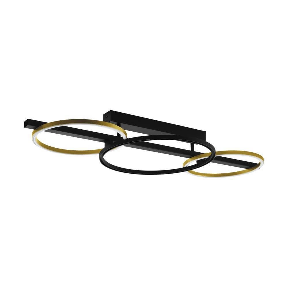 Plafonnier avec anneaux Lanacera noir avec de l'or Plafonnier avec anneaux Lanacera noir avec de l'or