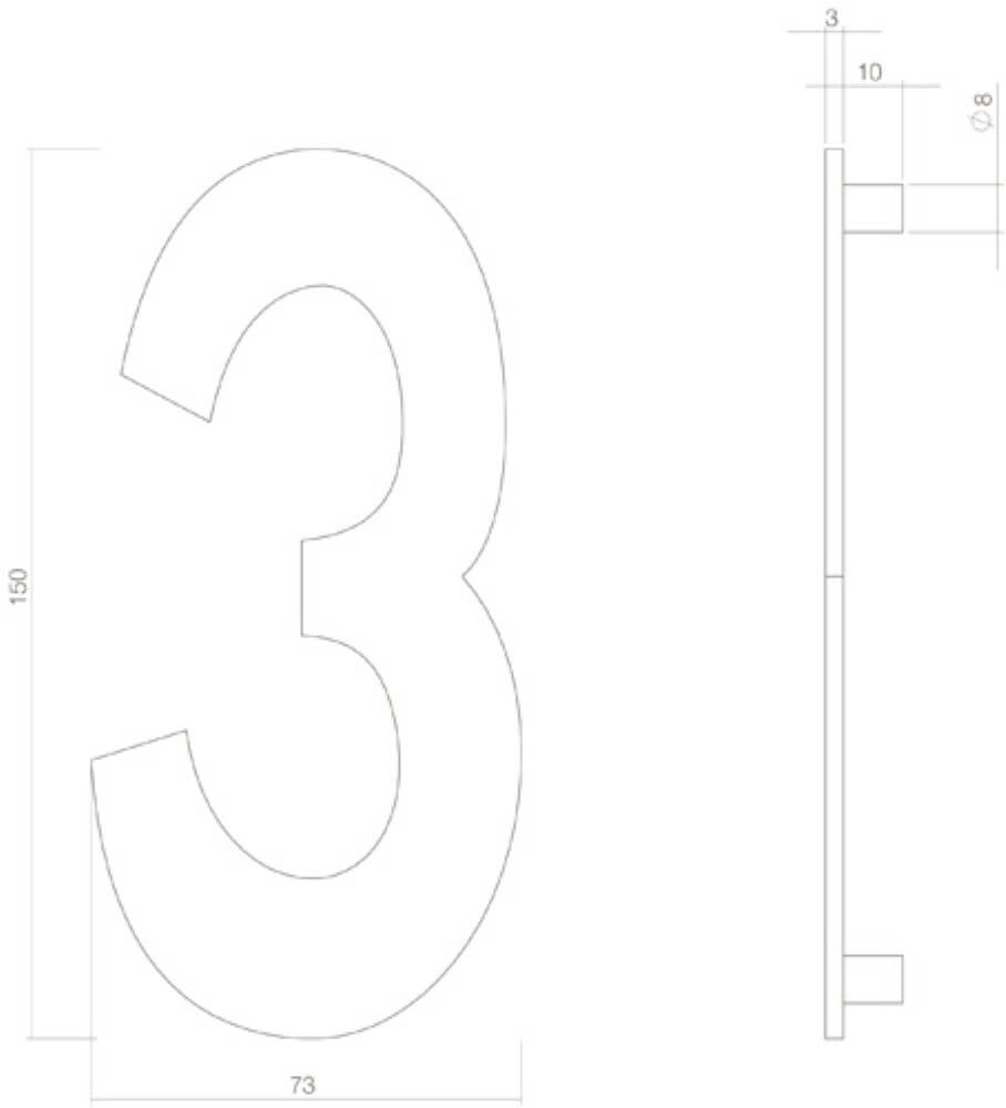 Maison numéro 3 Numbra 15cm laiton Intersteel 8714186697382