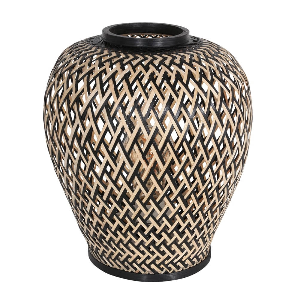 Lampe de table en bambou noir Maze Ø 30 cm Steinhauer 8712746147247