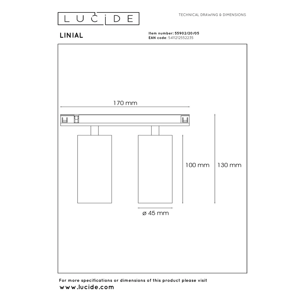 Spot sur piste monophasée Linial Moxx Champagne Premium by Lucide 5411212552235