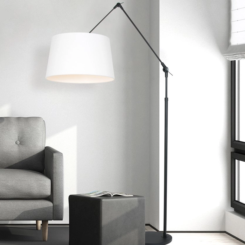 Lampe de table réglable Prestige Chic 35cm noir avec lin blanc Steinhauer 8712746146547