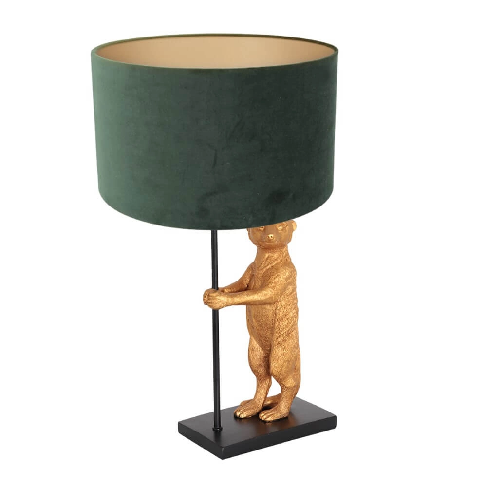 Lampe de table Animaux avec du velours vert Lampe de table Animaux avec du velours vert