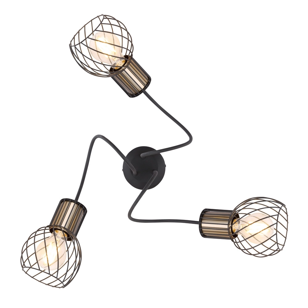 Lampe de plafond Argusto Noir à 3 lumières Globo 9007371393718