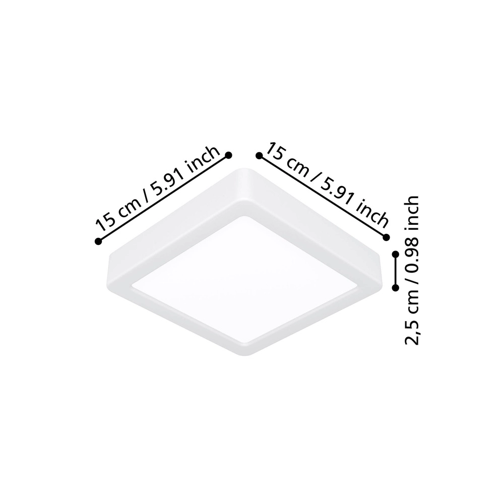 Lumière LED de plafond Fueva 6 Carré - Blanc - 15x15cm Eglo 9008606330188