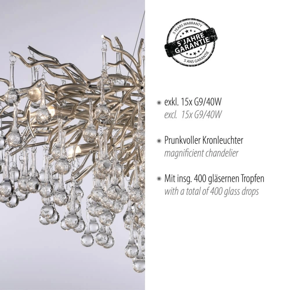 Grand lustre Icicle acier Paul Neuhaus 4012248332924