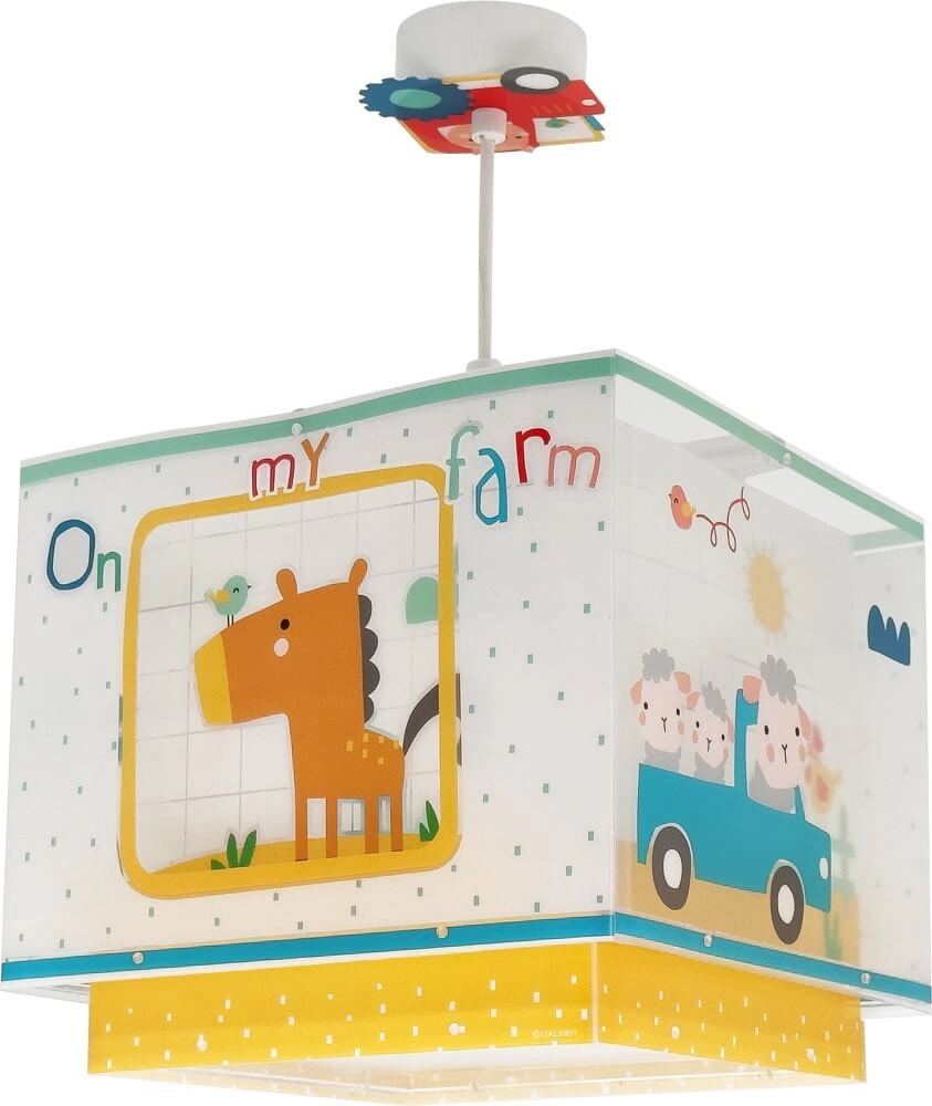 Lampe suspendue chambre d'enfant My Farm jaune avec du blanc Dalber 8420406634029