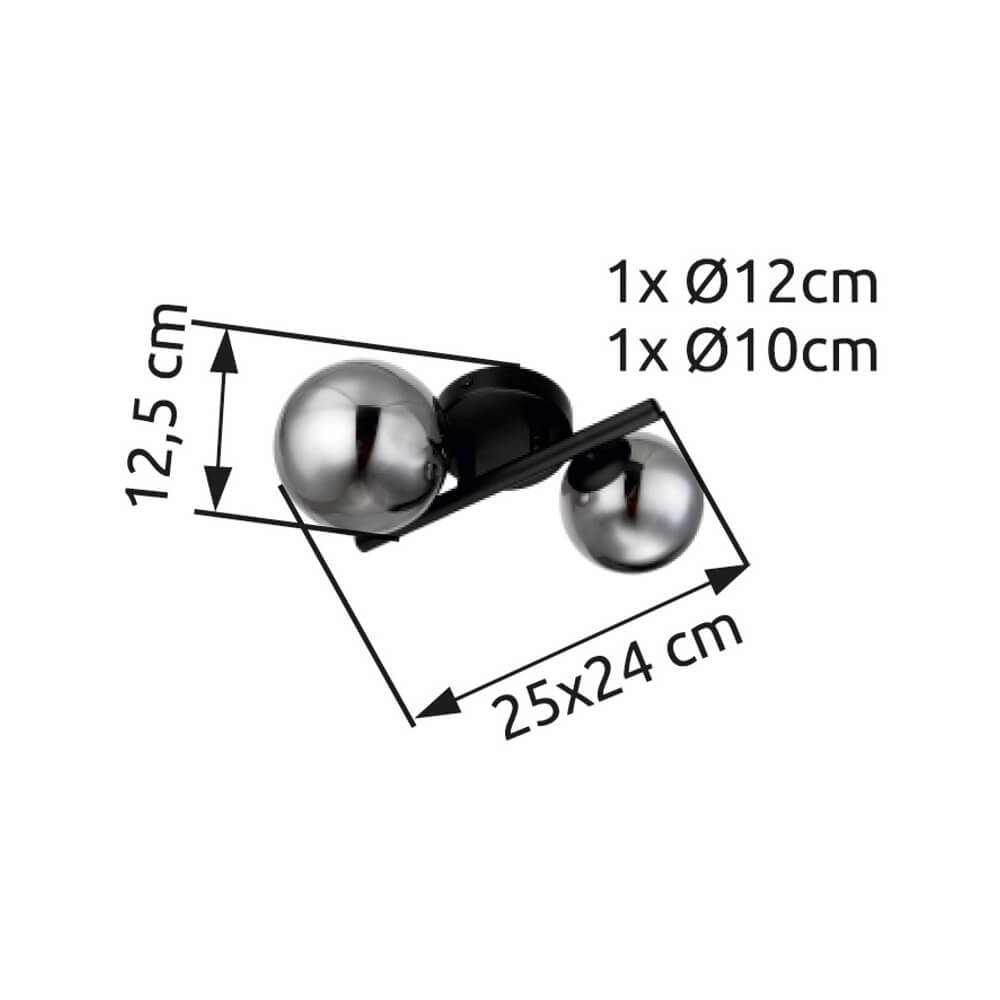 Applique murale noire Riha 2 lumières Globo 9007371434237