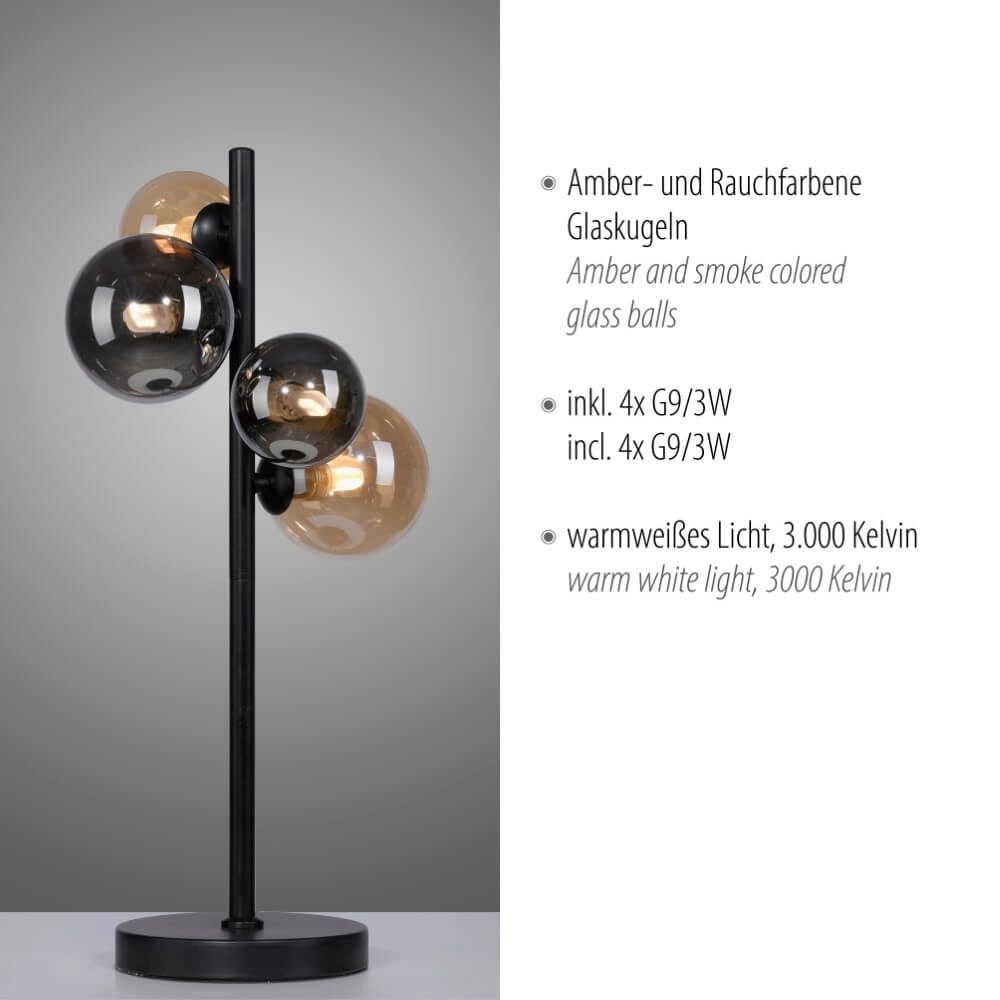 Lampe de table noire Popsicle conception Paul Neuhaus 4012248375525