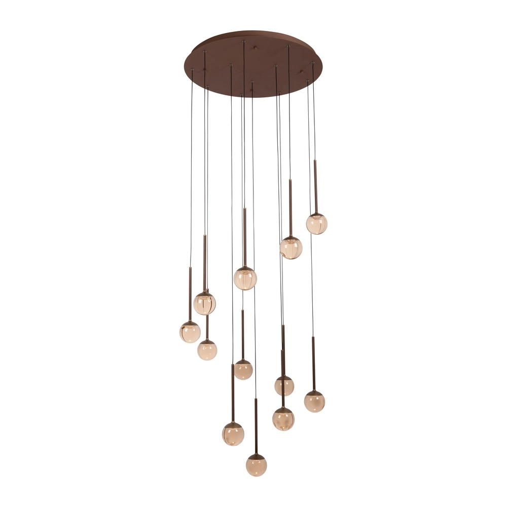 Lampe suspendue Calina 12 lumières avec sphères ambrées Premium by Lucide 5411212242051