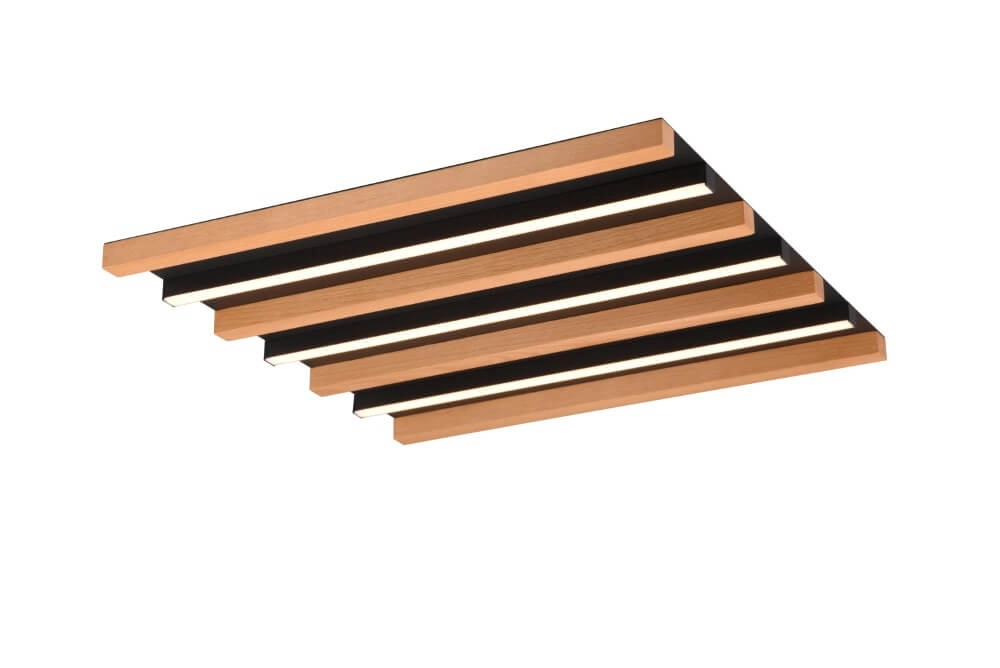 Plafonnier LED Fontana 45x45 cm - aspect bois