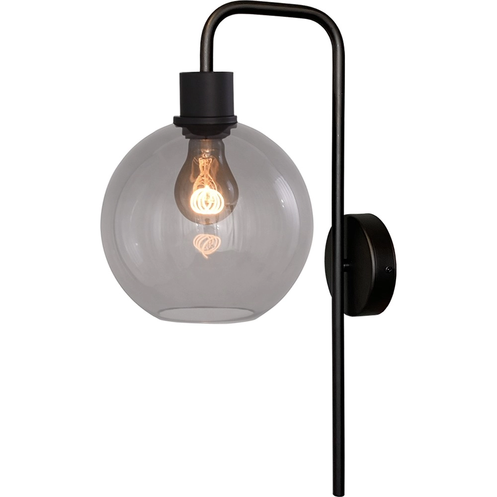 Lampe murale Lazise noir avec verre fumé