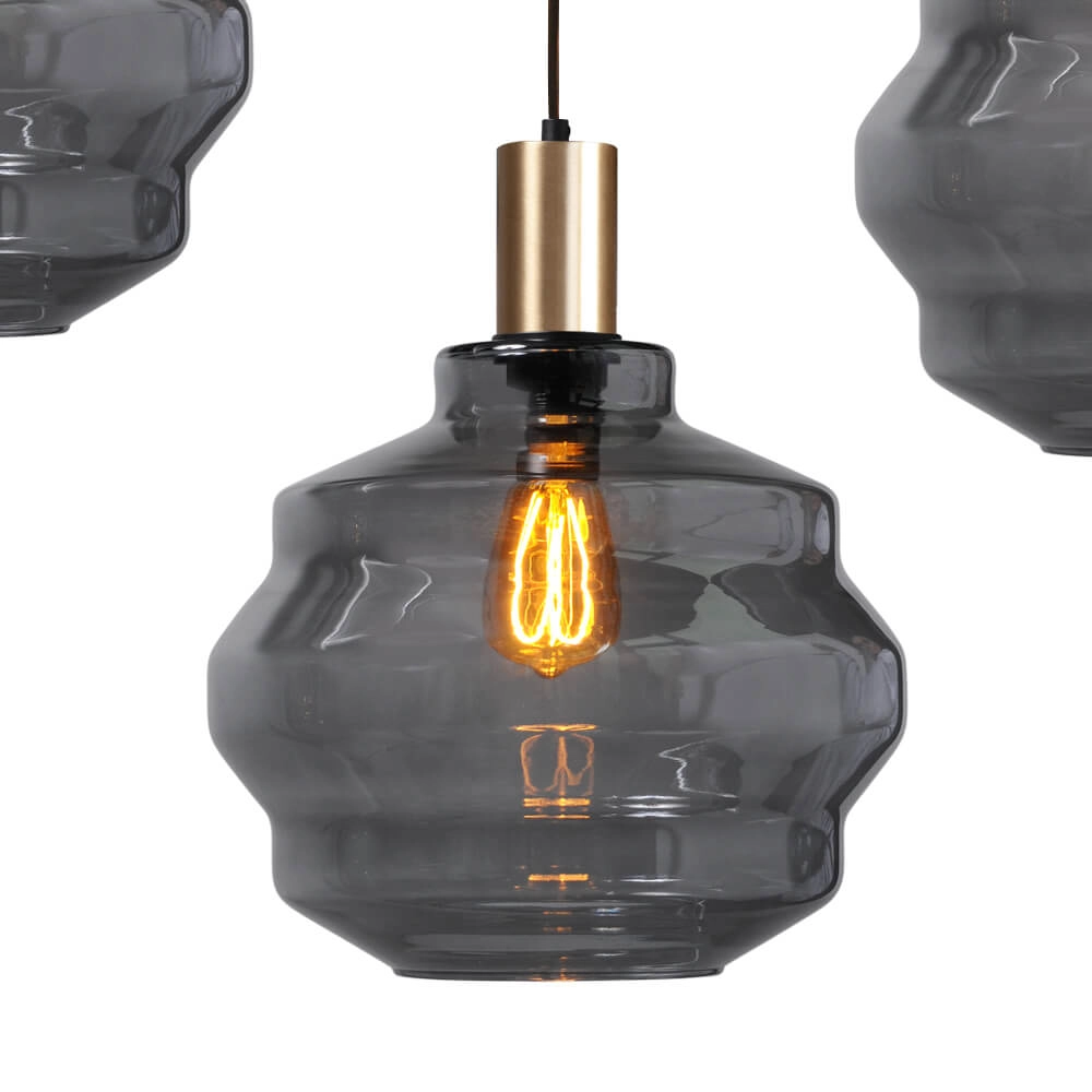 Lampe suspendue 5 lumières - dorée - Porto avec verres à fumée Ball - Ø 30cm Masterlight 8718121270166