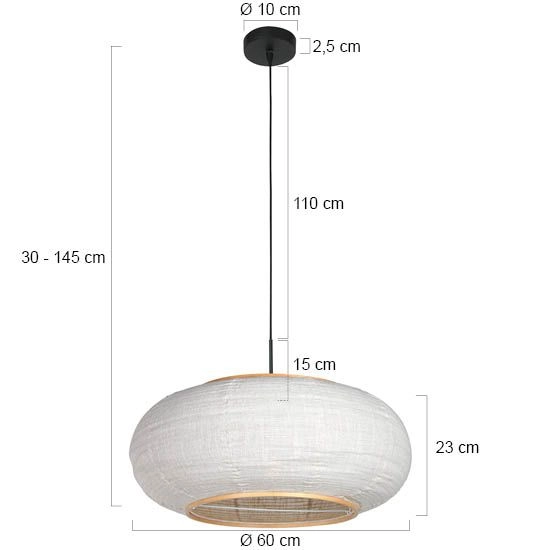 Lampe suspendue Silva Alba avec une teinte blanche Ø60cm Steinhauer 8712746185355