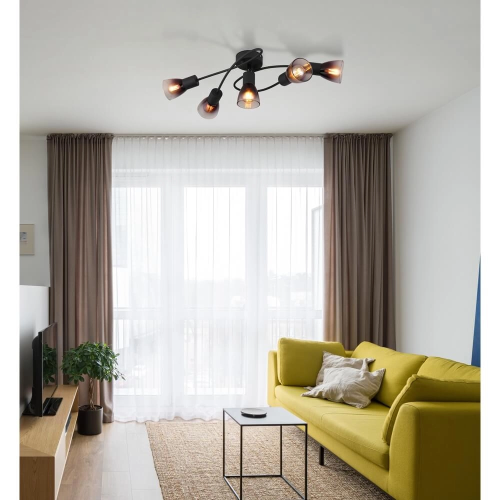 Plafonnier noir Satella 5-boucle légère Globo 9007371449934