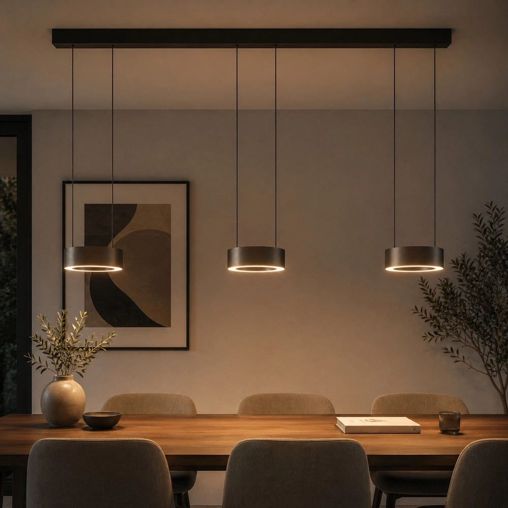 Lampe pendante de conception Axion 3-noir clair avec brun Brilliant 4004353477195