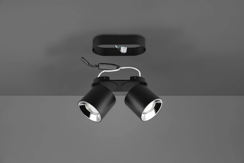 Plafonnier Guayana 2 lumières noir Trio 4017807573961