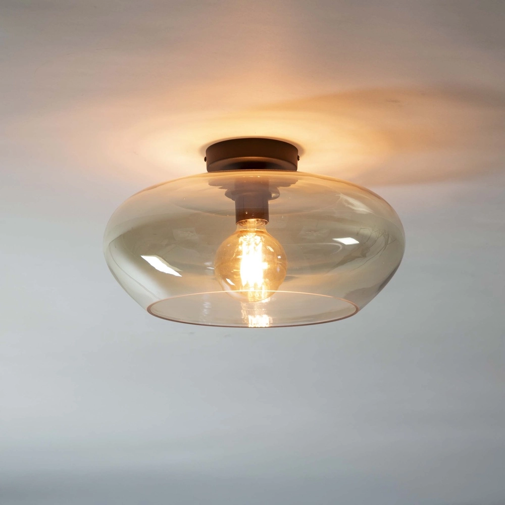 Lampe de plafond en verre Elevate Ø 40cm - verre ambré