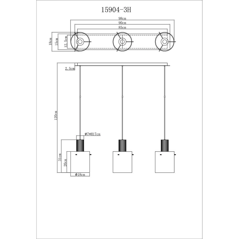 Suspension 3 lumières Tulivar Design Smoke Glass Globo 9007371459650
