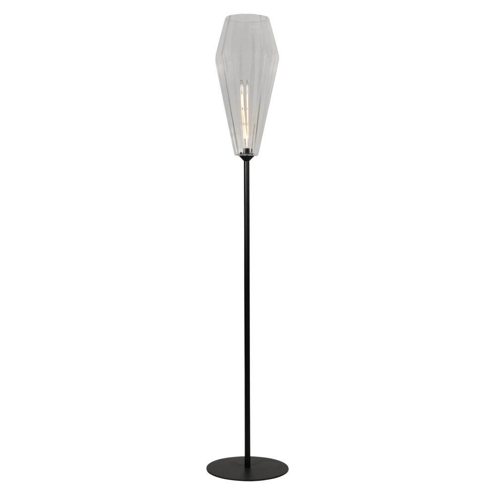 Lampadaire noir Diamond 190cm avec verre clair Lampadaire noir Diamond 190cm avec verre clair