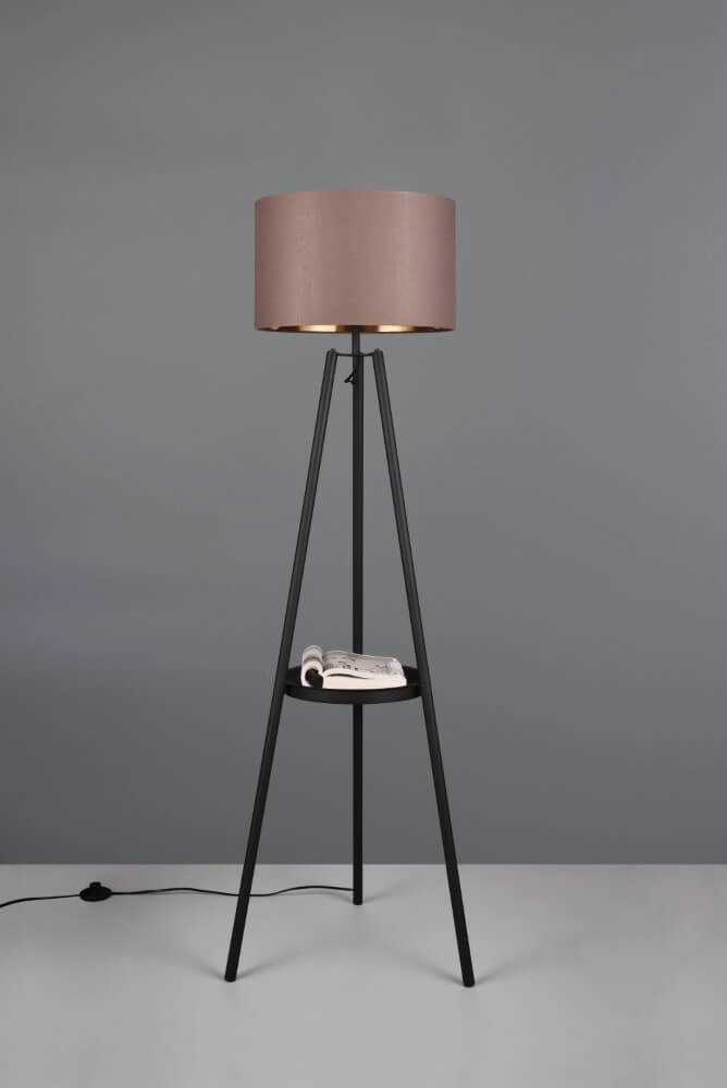 Lampadaire sur pied Colette noir avec nuance taupe Trio 4017807574548