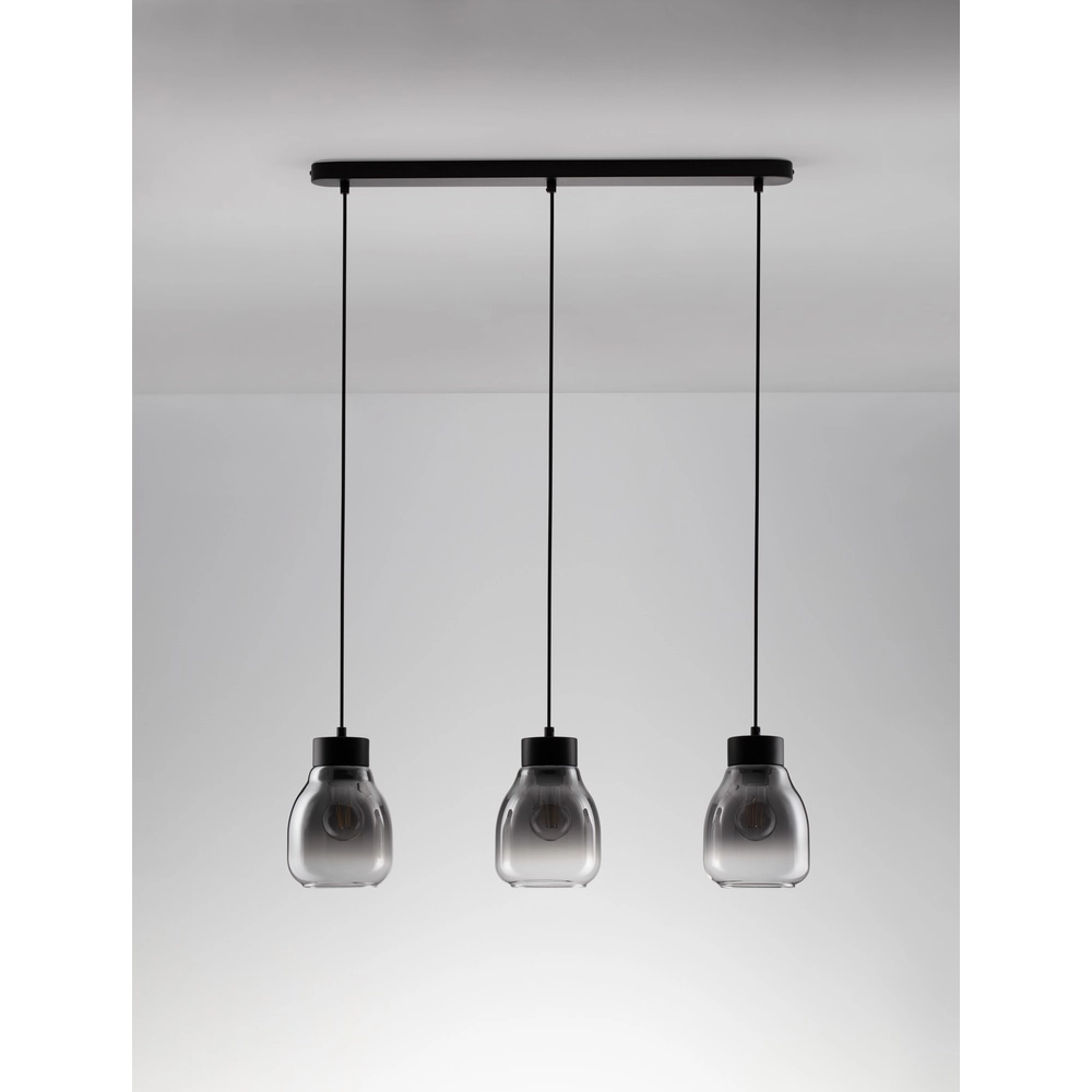 Suspension Blacu 3 lumières noir droit Lyora 5212017447494