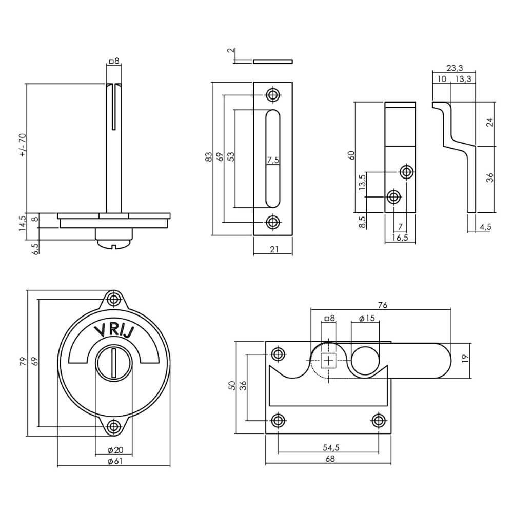 Transfert aux toilettes Tira chrome mat plat Intersteel 8714186473108