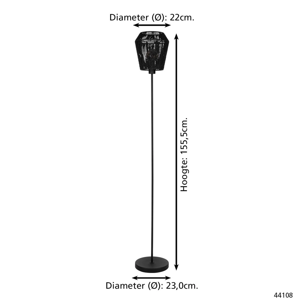 Lampe sur pied en corde Persley Ø 22cm - noir Eglo 9002759441081
