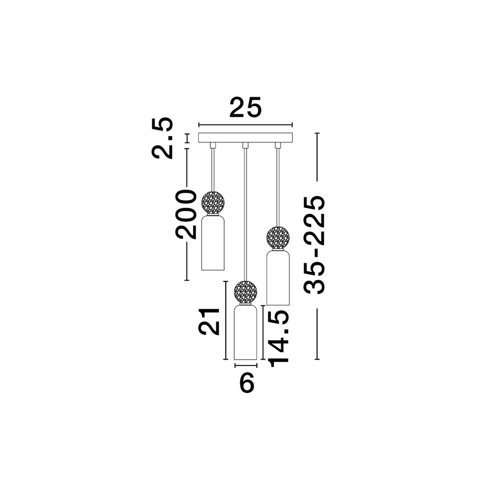 Suspension Filomena Or 3 lumières Lyora 5212017483492