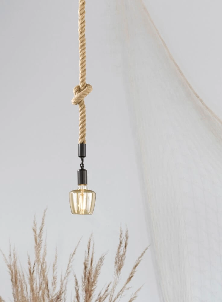 Lampe suspendue en corde Rope noir Fischer & Honsel 4003694607797