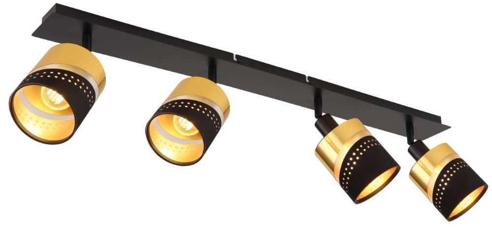 Spot de plafond 4 lumières Or noir avec de l'or