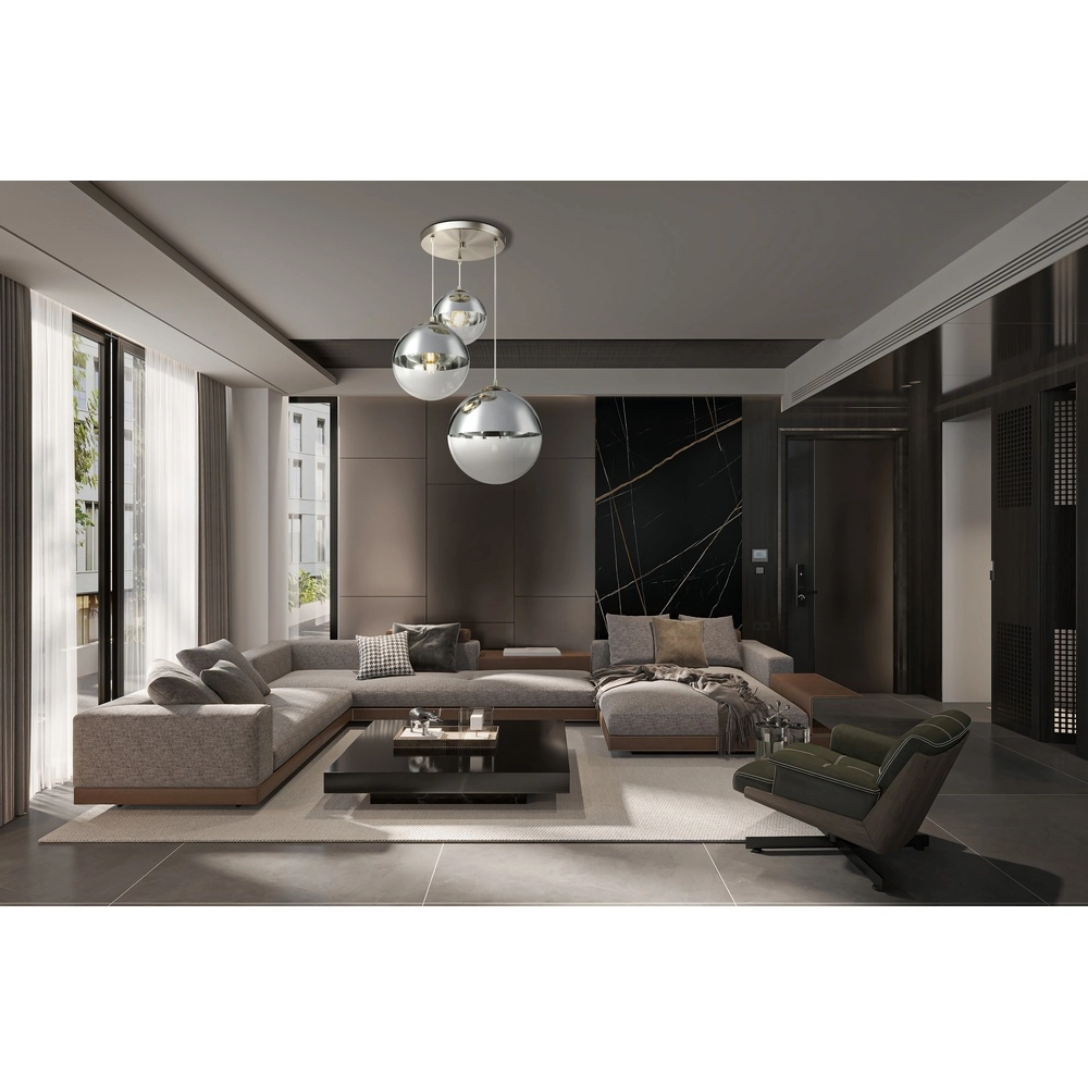 Lampe pendante à 3 lampes Varus nickel Globo 9007371383443