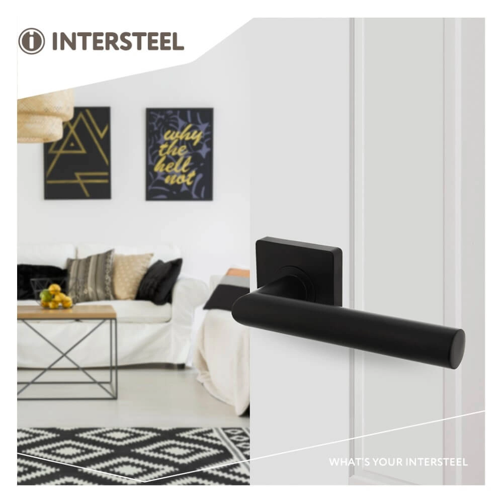 Poignée Bastian sur rosace carré noir Intersteel 8714186499108