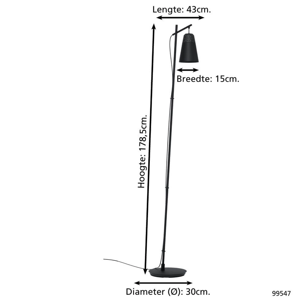 Lampadaire Canterras noir Eglo 9002759995478