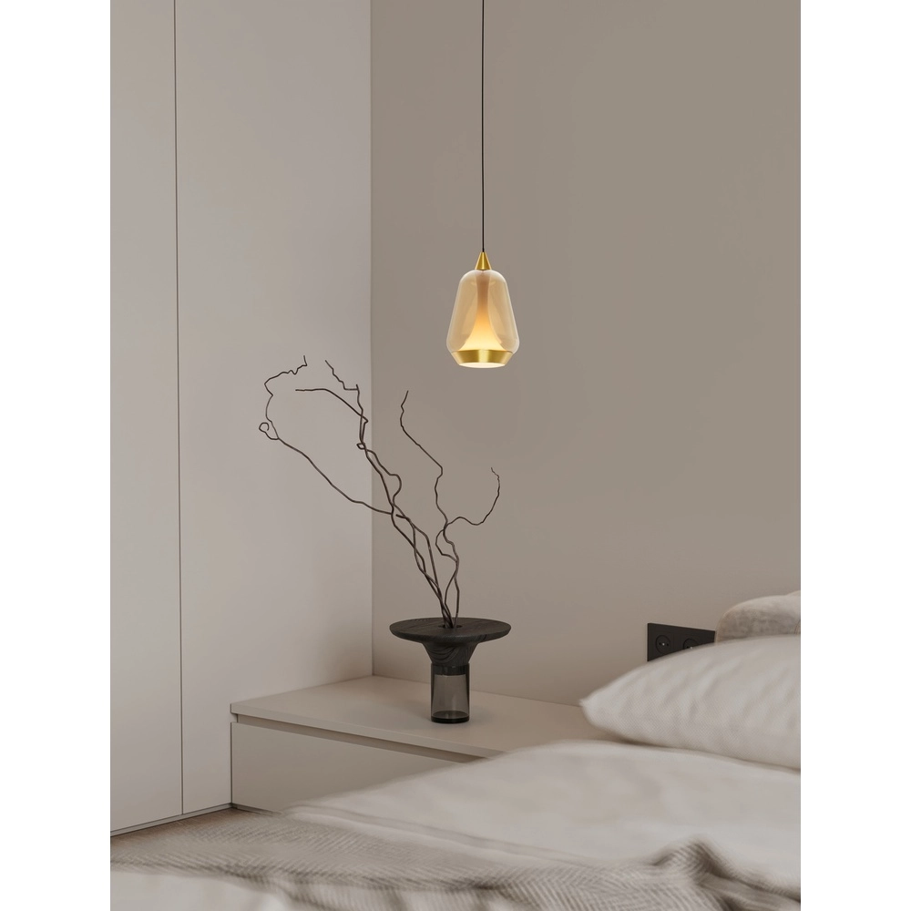 Suspension design Alish 1 verre ambré clair Lyora 5212017477699