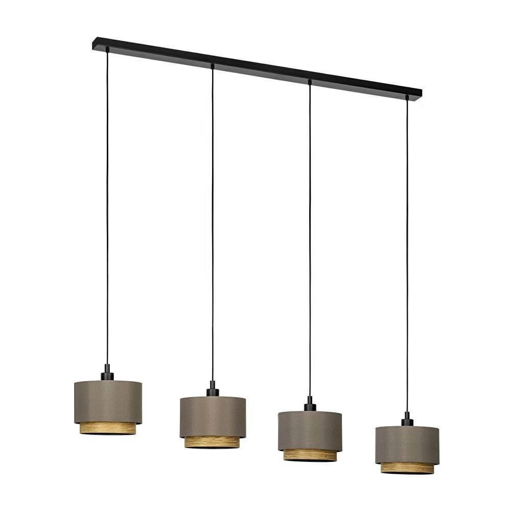 Lampe suspendue 4 lumières Marchena cappucino au bois