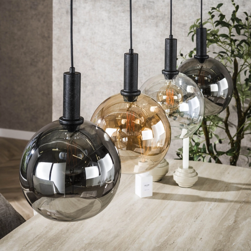Lampe suspendue en verre Sfera 4x Ø 25cm - verre coloré Lyora 8716803512375