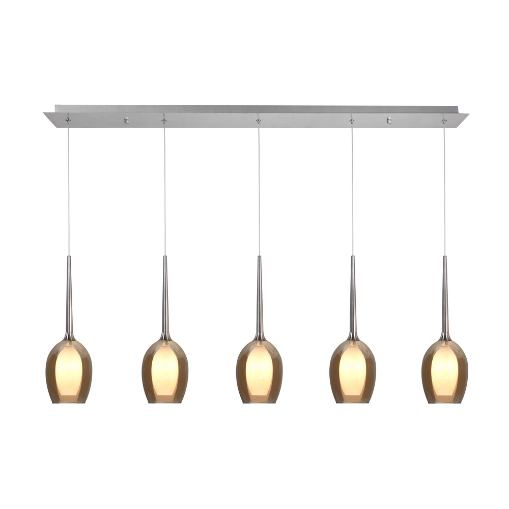 Suspension Belle nickel 5 lumières droit Suspension Belle nickel 5 lumières droit